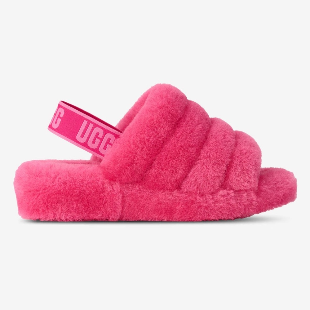 UGG Fluff Vibrant Pink Slingback Slide
